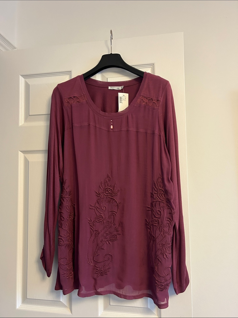 Revolution Plum Embroidered Long Sleeve Tunic